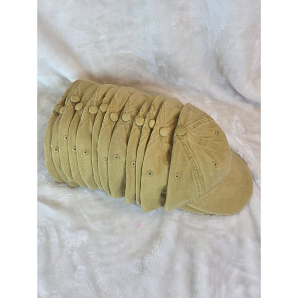 Lot of 12 ADAMS Cool Crown Tan Canvas Baseball Cap Adjustable leather Strap